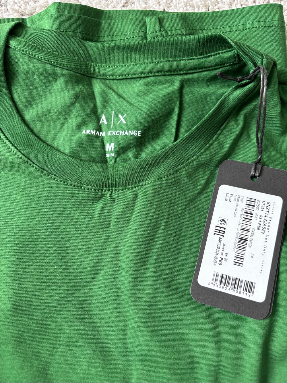 NWT Armani Exchange Men's Bright Green Slim Crew Neck Tee